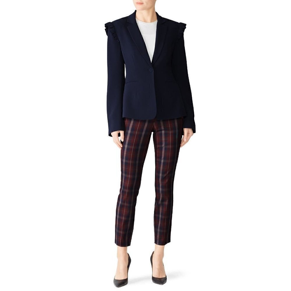 Cinq à Sept Kit Single Breasted Blazer Jacket Navy Blue Size 4